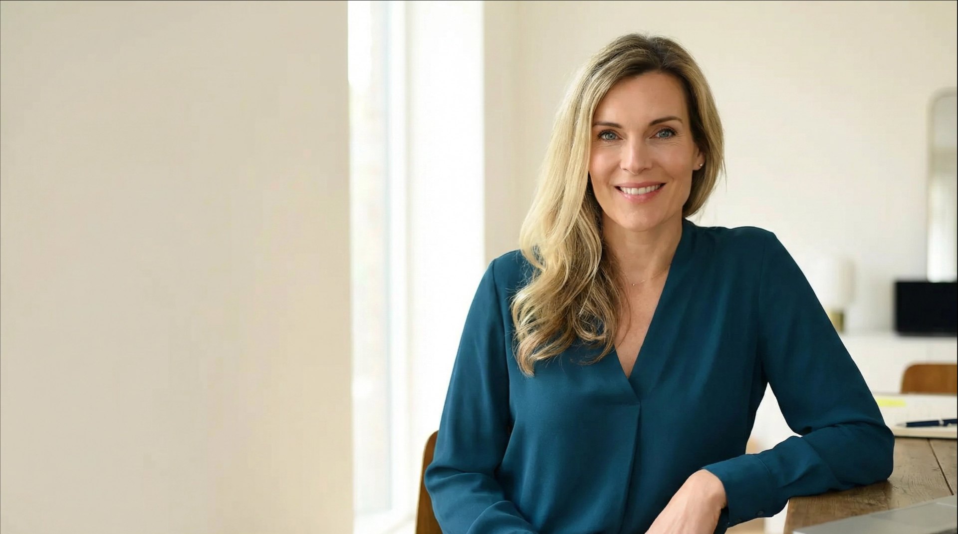 Sandra Kramprich, Beraterin für KI, Change und Enablement im Mittelstand, in ihrem Arbeitsraum